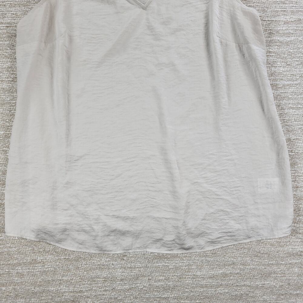 CAbi Snapshot Satin‎ Top Womens Large Ivory Pleated Collar V-Neck Tank Shirt - Picture 9 of 11